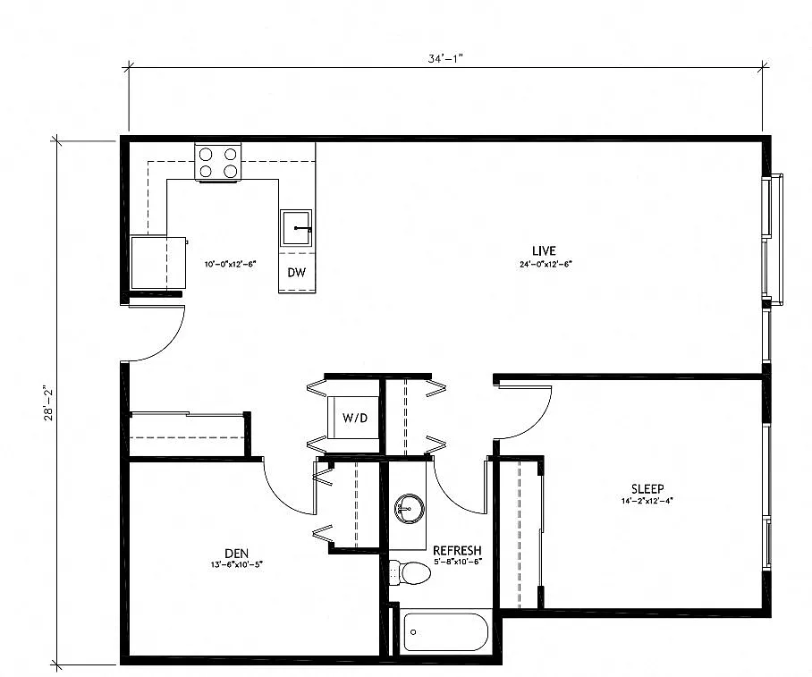 Floor plan 1x1 + Den - C12