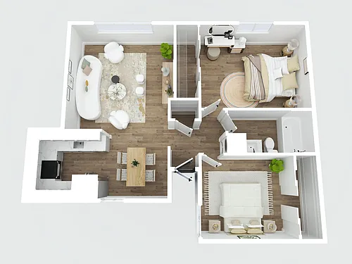 Floor plan 2 Bedroom 1 Bath