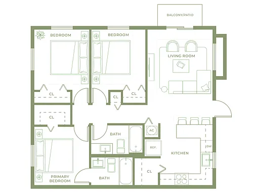 Floor plan 3 Bed 2 Bath