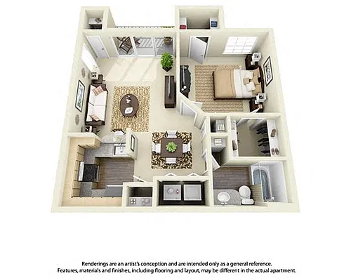 Floor plan 1 Bedroom 1 Bath Plan 4