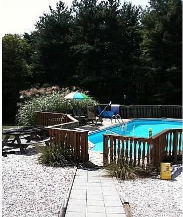 Pool with fenced deck