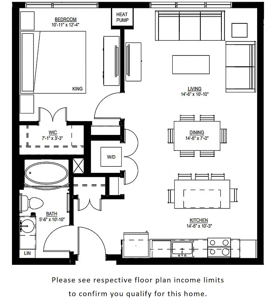 Floor plan One Bedroom - M (80%)