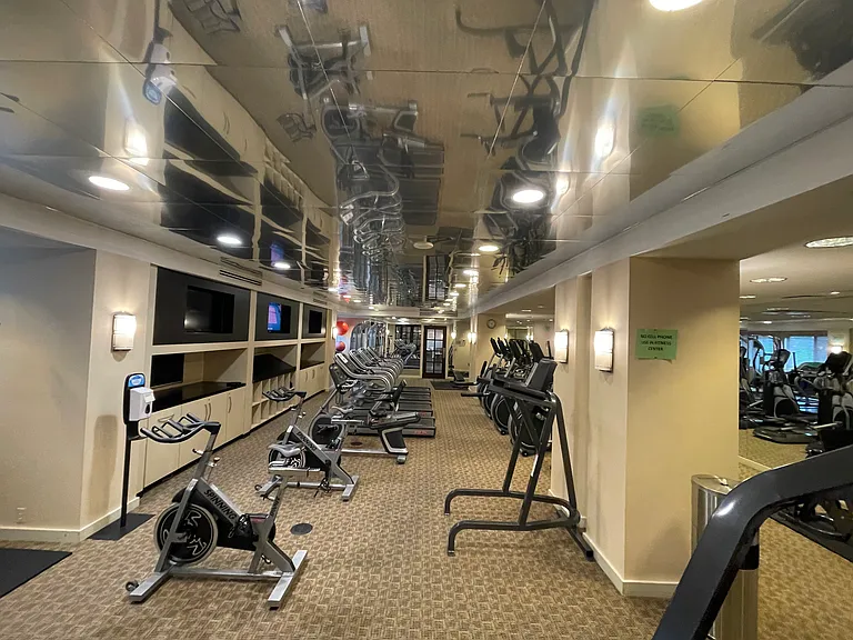 Gym and locker room.