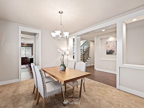 The intimate formal dining room is off the kitchen for easy flow entertaining.