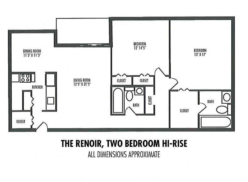 Floor plan 2 Bedroom 2 Bathroom Hi-Rise