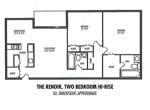 Floor plan 2 Bedroom 2 Bathroom Hi-Rise