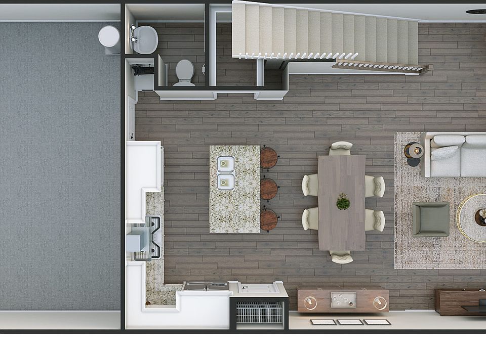 Forest Lake Townes Plan 1 First Floor 3D Floor Plan