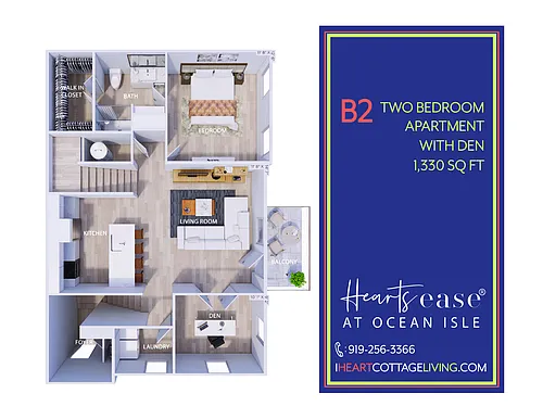 Floor plan B2 Apartment - Two Bedroom with Den