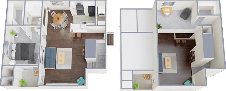 1 Bedroom 1 Bath Floorplan Diagram