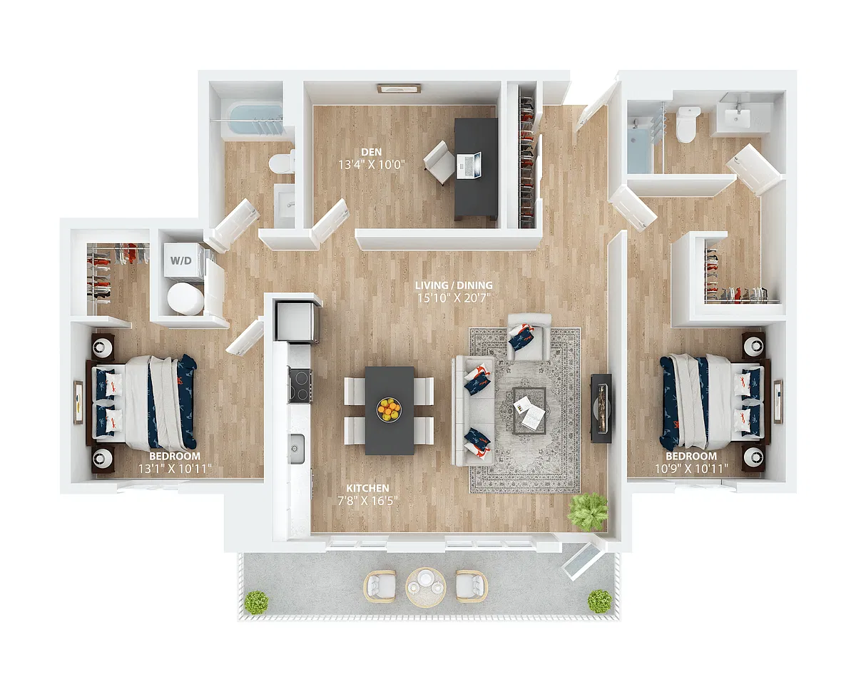 Floor plan Peak Two Bed Plus Den
