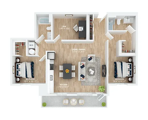 Floor plan Peak Two Bed Plus Den