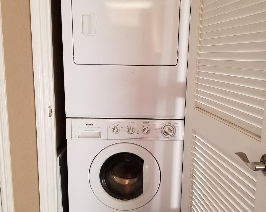 Stackable washer and dryer not included.