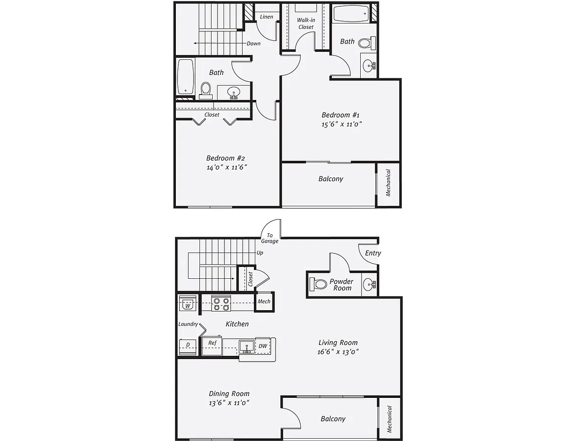 Floor plan 2 Bed/2.5 Bath-The Sorenstan TH Garage