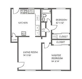 Floor plan 2 bed 1 bath