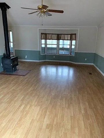 Great room with wood stove