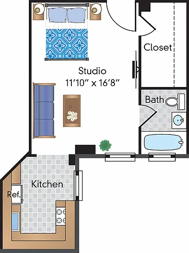 Floor plan Renovated Studio 09 Tier