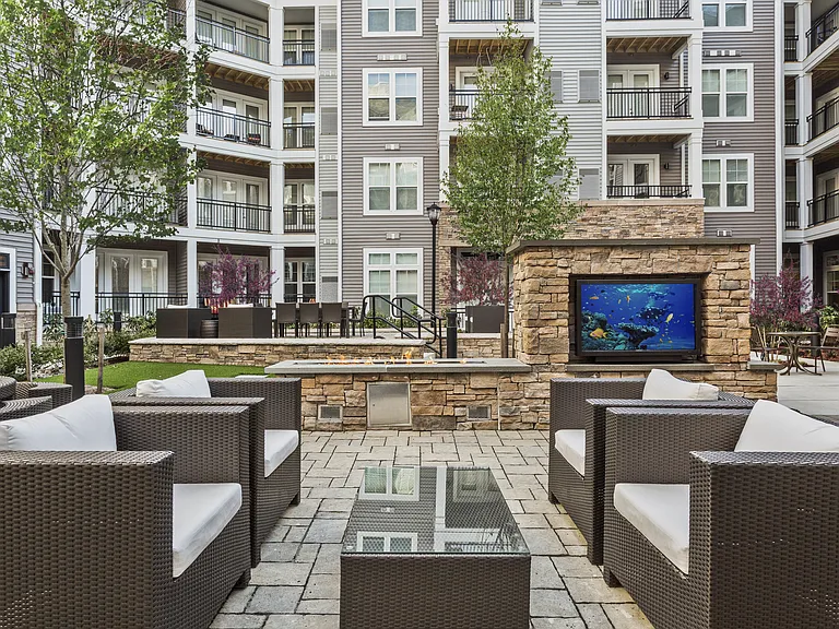 Beautifully Landscaped Courtyard with Firepits, Wet Bar, Seating Areas, Entertaining Space, and an Outdoor TV