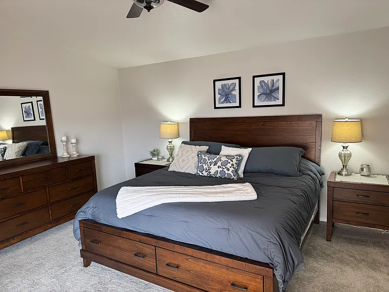 Primary Bedroom. King size bed.