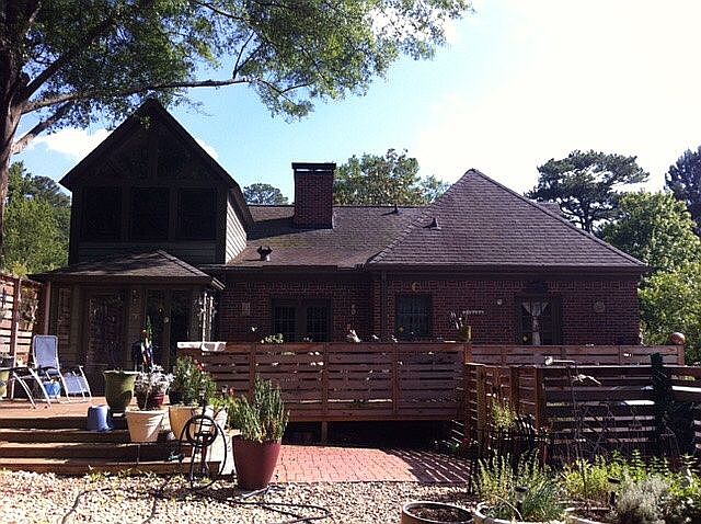 Large wood deck and lush out