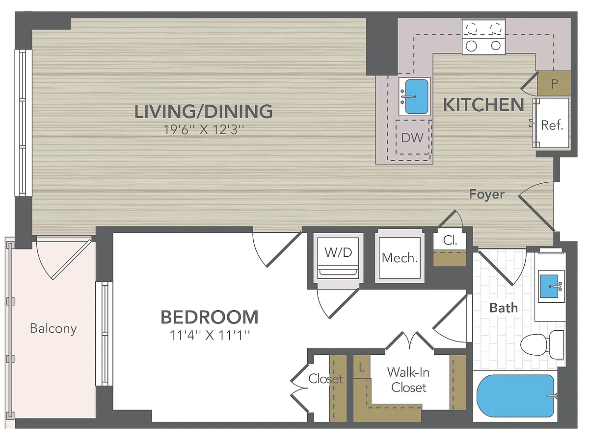 Floor plan 1 Bed 1 Bath Medium