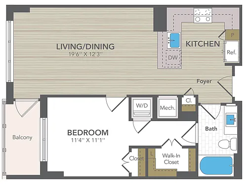 Floor plan 1 Bed 1 Bath Medium