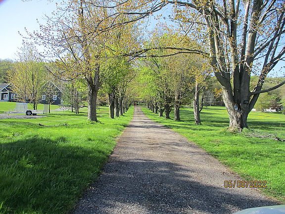 Looking up driveway to house