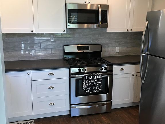 Stainless steel appliances in kitchen