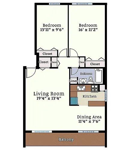Floor plan 2 Bedroom Corner Balcony