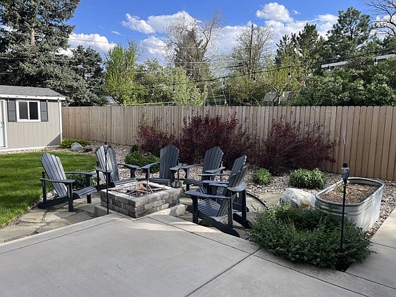 Right side of backyard with firepit