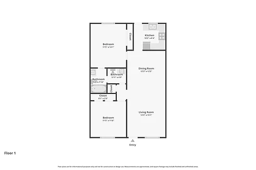 Floor plan TWO BEDROOM WITH BACKYARD