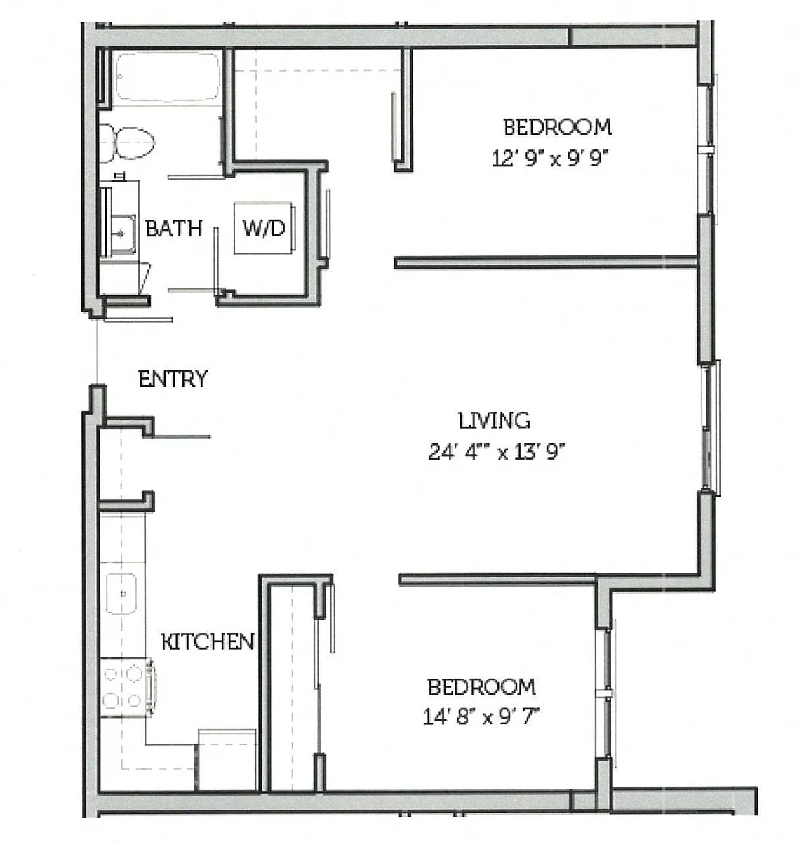 Floor plan 2 Bedroom 1 Bath