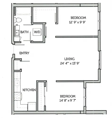 Floor plan 2 Bedroom 1 Bath