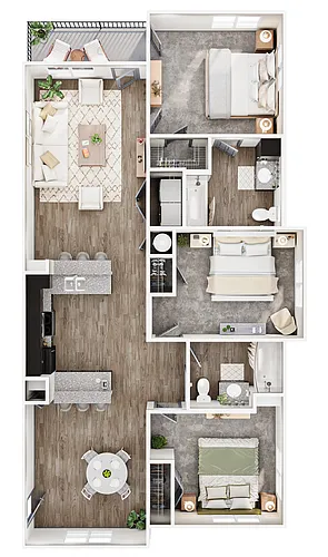 Floor plan C1 - Three Bedroom Two Bath