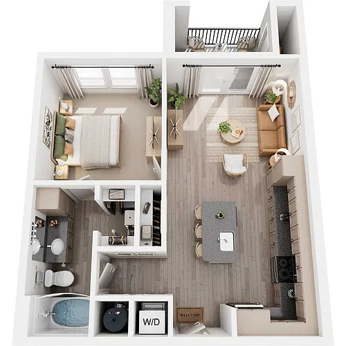 Floor plan A1 | One Bed/One Bath