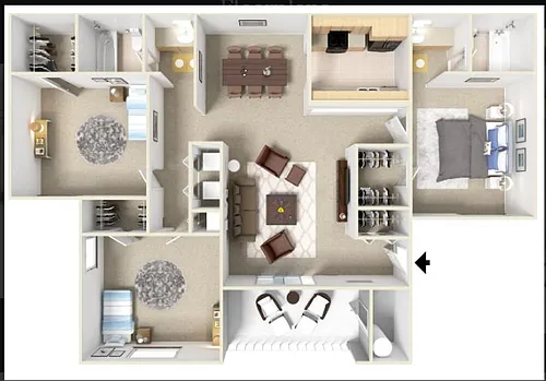 Floor plan 3 Bed 2 Bath - Renovated