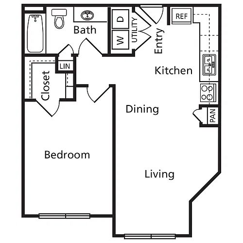 Floor plan A02 - The Shepard - 665 sqft