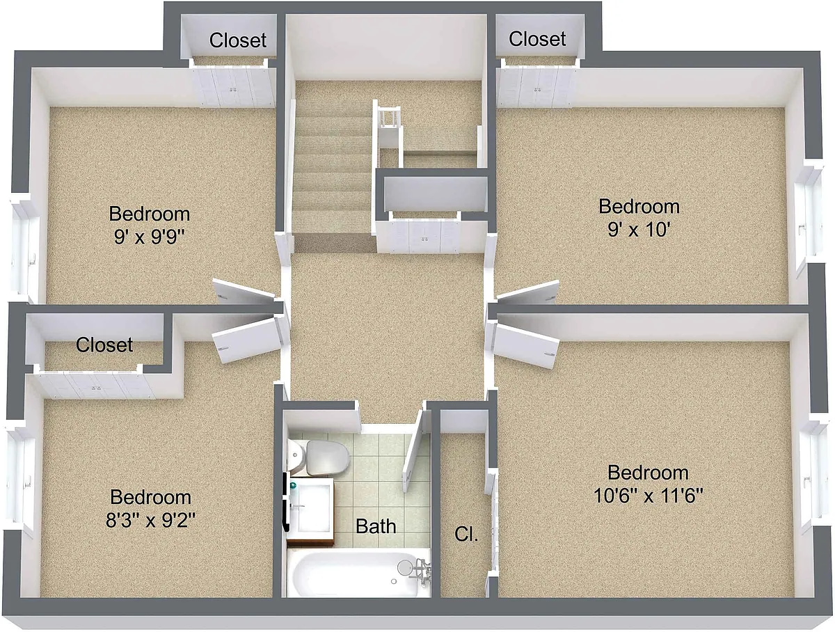 Floor plan Four Bedroom Townhome