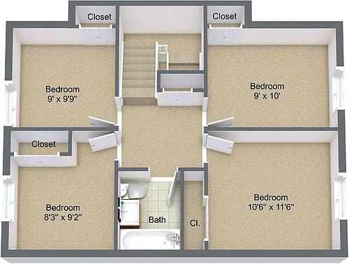 Floor plan Four Bedroom Townhome