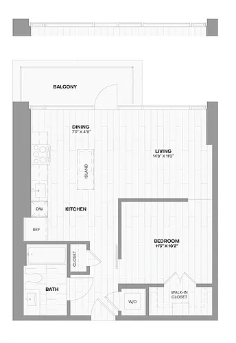 Floor plan 1 Bed/1 Bath JR-504
