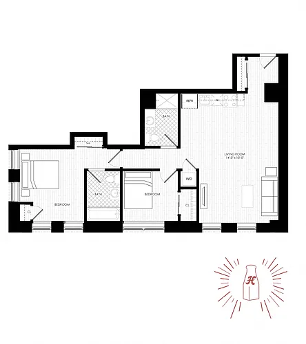 Floor plan 2 Bed | 2 Bath