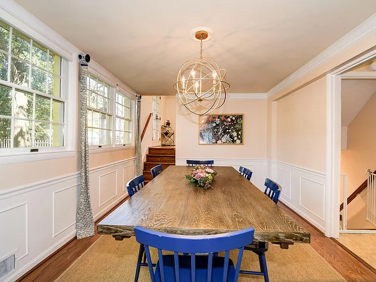 Great space for your dining table, and opening is big enough to add Costco table for holiday or party purposes!
