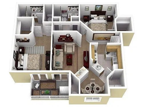 Floor plan 2 Bed 2 Bath