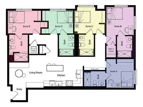 Floor plan B1- Private Suite in Shared 5 Bedroom Unit