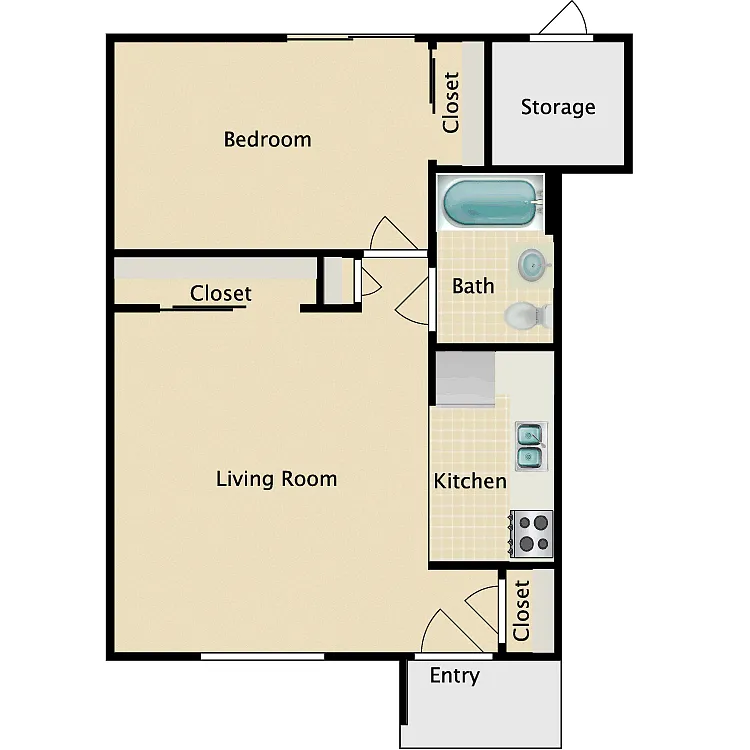 Floor plan 1BR 1BA