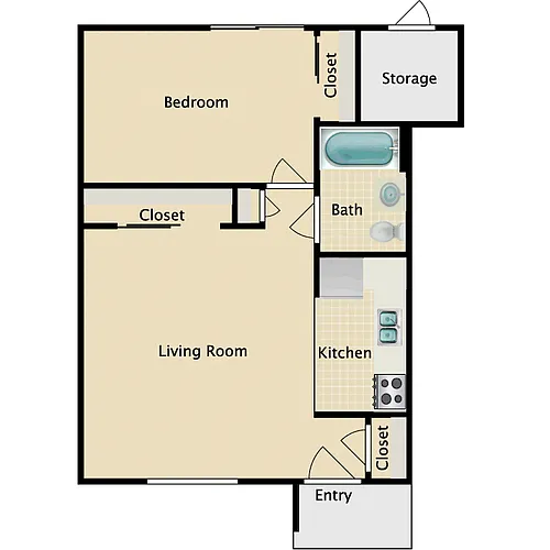 Floor plan 1BR 1BA