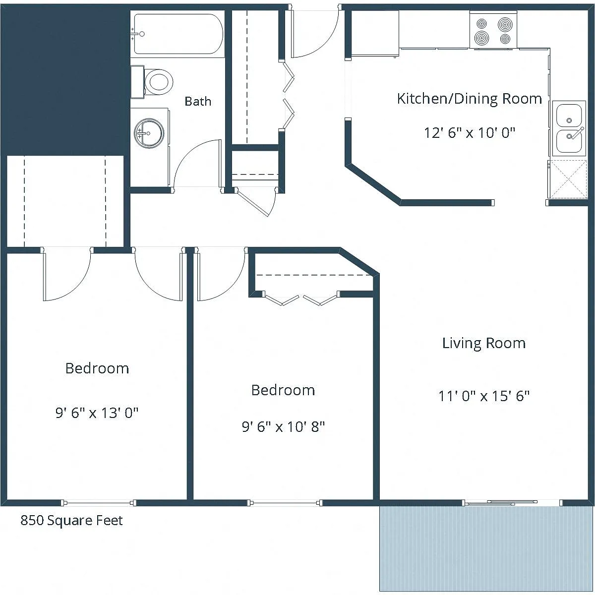 Floor plan Two Bedroom 21A