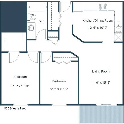 Floor plan Two Bedroom 21A