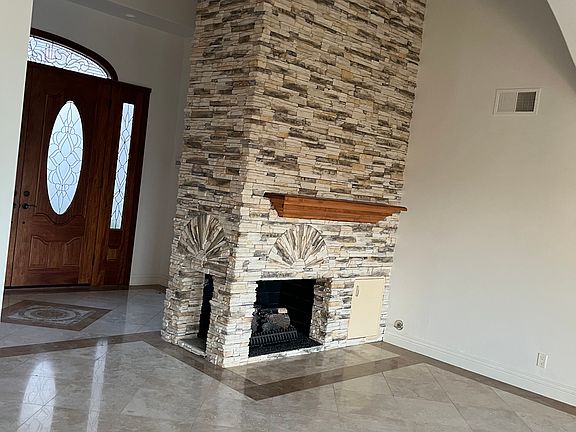 Stone fireplace