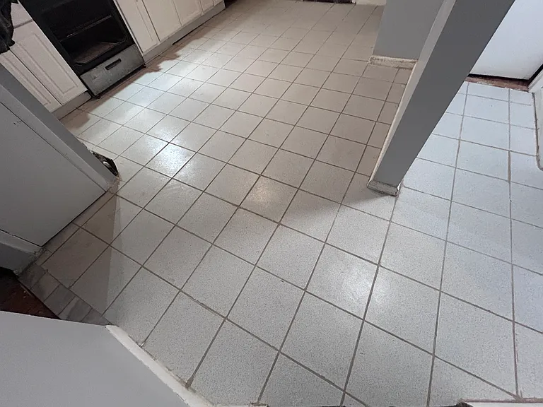 Re-surfaced tiles from kitchen, hallway and bathroom