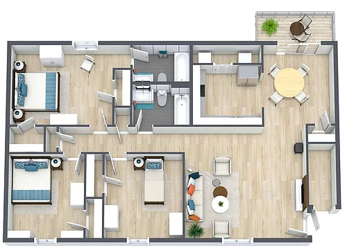 Floor plan 3BR - 2BTH